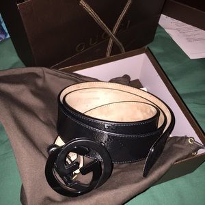 Black on Black Gucci designer belt