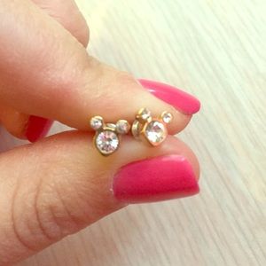 Gold and crystal Mickey Mouse earrings