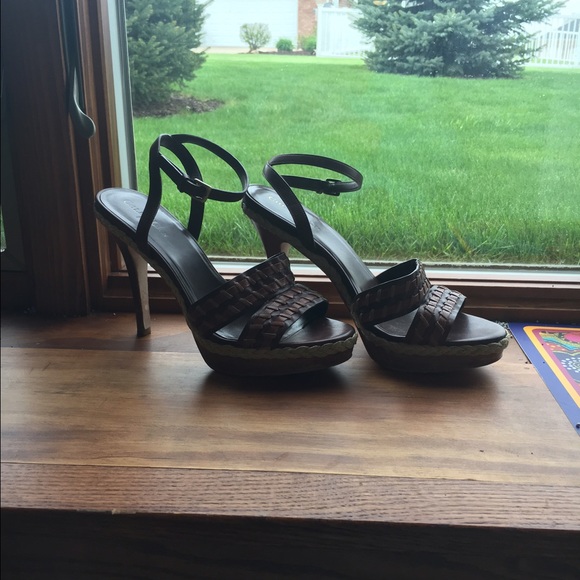 Cole Haan Vanessa air sandal brown 4.5" high heel