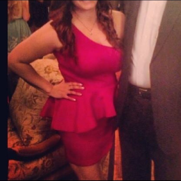 Pink one shoulder dress