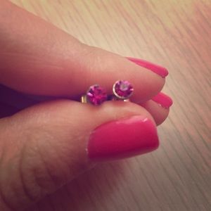 Pink crystal studs