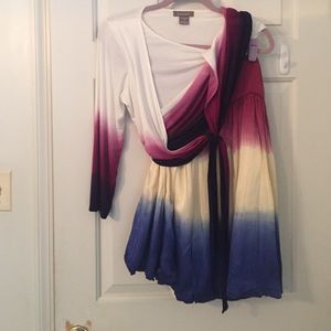 2 pieces -Colorful faux Wrap top ballon hem  skirt