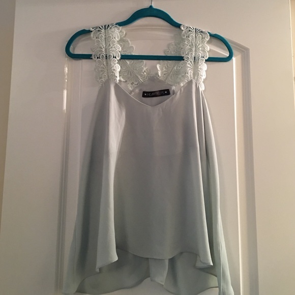 Lace seafoam green flowing tank