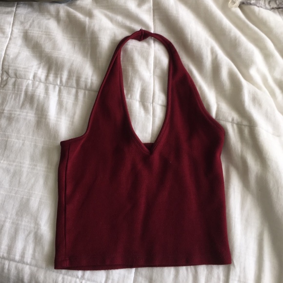 Maroon brandy halter crop top