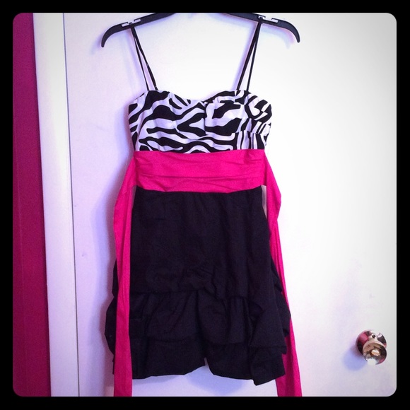 Homecoming Dress. Pink and black zebra mini dress
