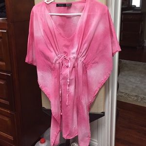 Pink & white tie dye cover up