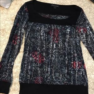 Long sleeve printed knit top