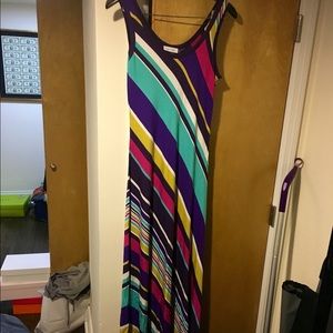 Calvin Klein color blocked striped maxi dress