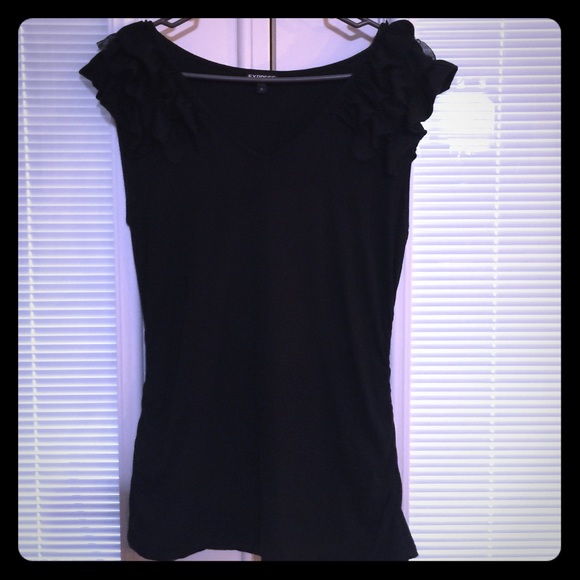 30% off 3! EXPRESS black ruffle shoulder top EUC
