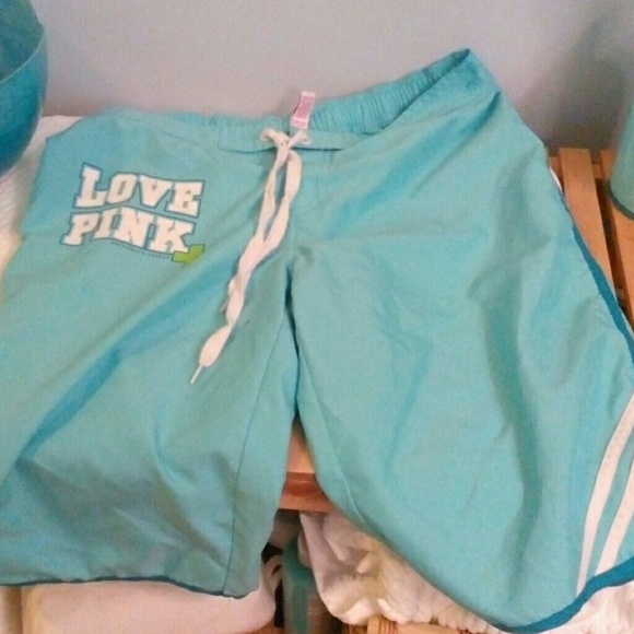 Pink! Surf shorts! Blue! Euc M - Picture 3 of 4