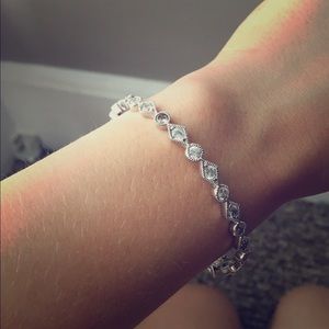 Silver bracelet with rhinestones