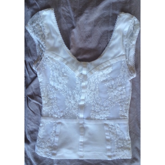 White lacey crop top