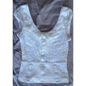 White lacey crop top
