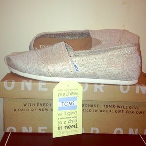Toms metallic champagne slip on shoes
