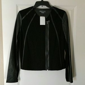Vince leather mixed-media jacket, M