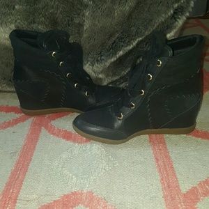 Madison Harding black leather wedge sneaker 9 39