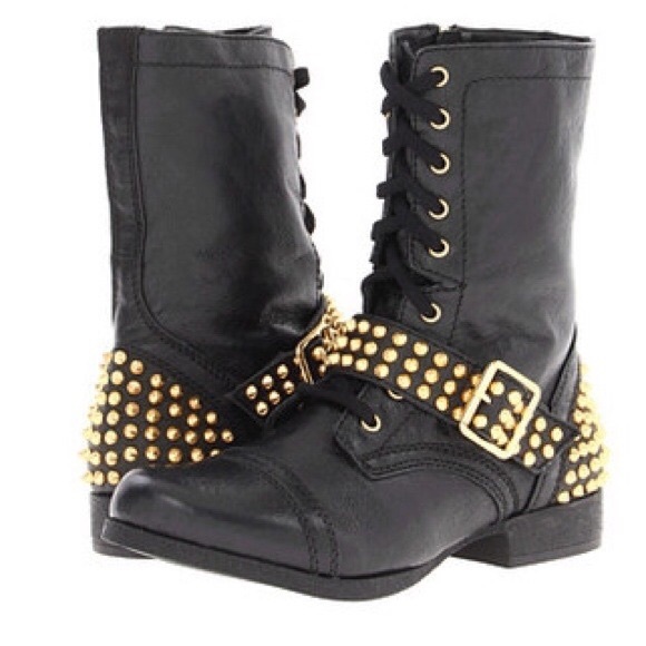Steve Madden Gold Studded Black combat boots