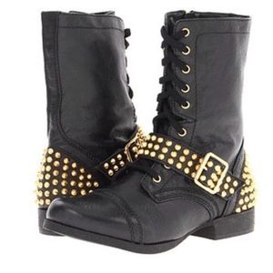 Steve Madden Gold Studded Black combat boots