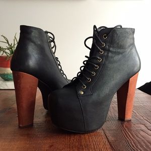 Jeffery Campbell Black Leather Lita Bootie