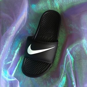 Black Nike Benassi Swoosh Sandals