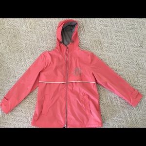 XL monogramed rain jacket.