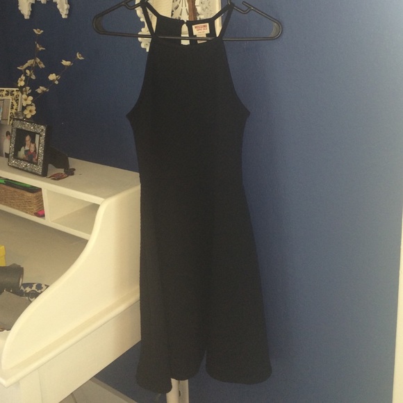 Black High-Neck Skater Dress