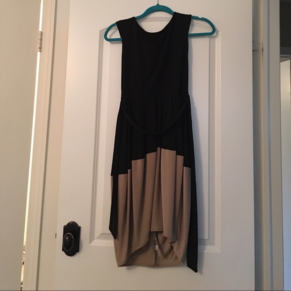 Black and Tan colorblocked dress