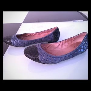 Vince Camuto blue, black sequin flats