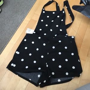Polka dot high waisted overalls