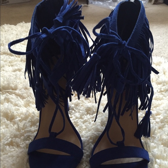 JustFab Royal Blue Fringe Heels