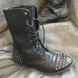Black studded combat boots