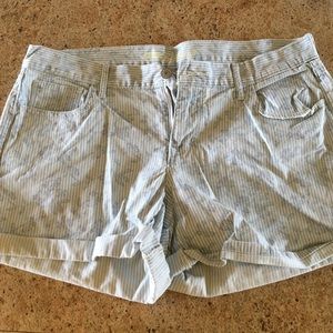 Floral/stripe light denim shorts