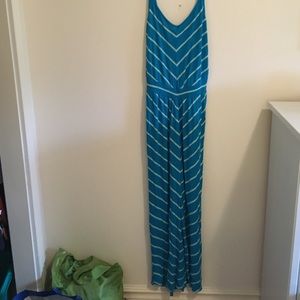 Blue chevron striped maxi dress