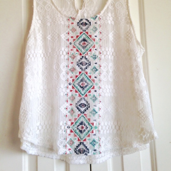 Tobi Sheer Crochet Tank Top