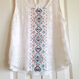 Tobi Sheer Crochet Tank Top