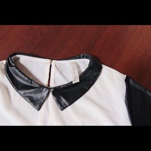 Cream shirt with leather collar