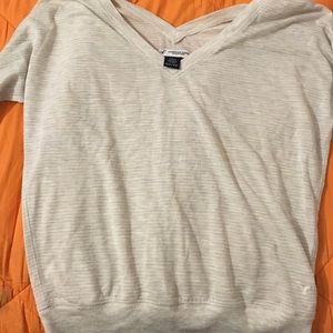 long sleeve gray and silver striped american eagle