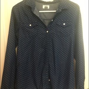 Long sleeve dark jean blue shirt