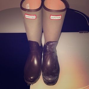 Hunter boots brown and green
