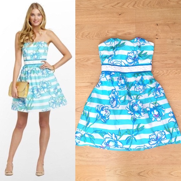 Lilly Pulitzer Dresses & Skirts - Lilly Pulitzer Shorely Blue Strapless dress