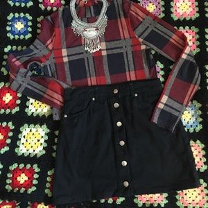 Black button up skirt