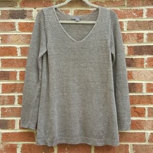 Vince Gray Knit V-Neck Sweater