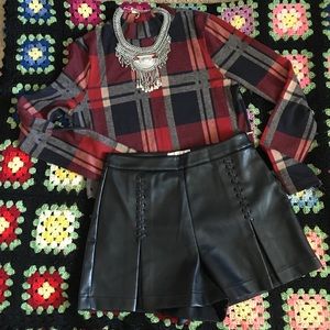Plaid long sleeve crop top