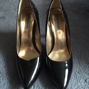 Black shiny Steve Madden high heels