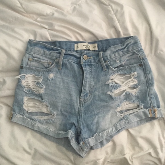 Blue ripped Abercrombie & Fitch denim shorts
