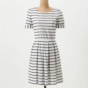 Anthropologie Scalloped Stripes Dress by Bordeaux