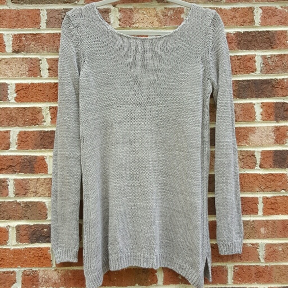 Vince Gray Knit Scoop Neck Sweater