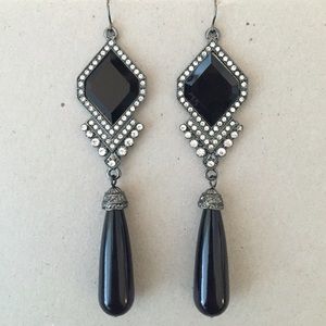 Black Rhinestones Drop Earrings