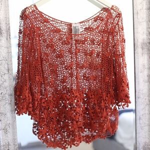 Free People floral lace top, worn in photoshoot.