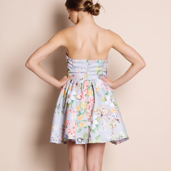 NBF ❤️ Strapless Floral Flare Dress - Picture 3 of 4